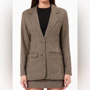 Women's Houndstooth Blazer Jacket